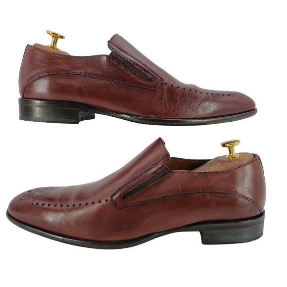 Mezlan Spain Men size 9 Burnished Brown Calf Leather Dress Shoes Slip-on Loafers - Picture 5 of 13